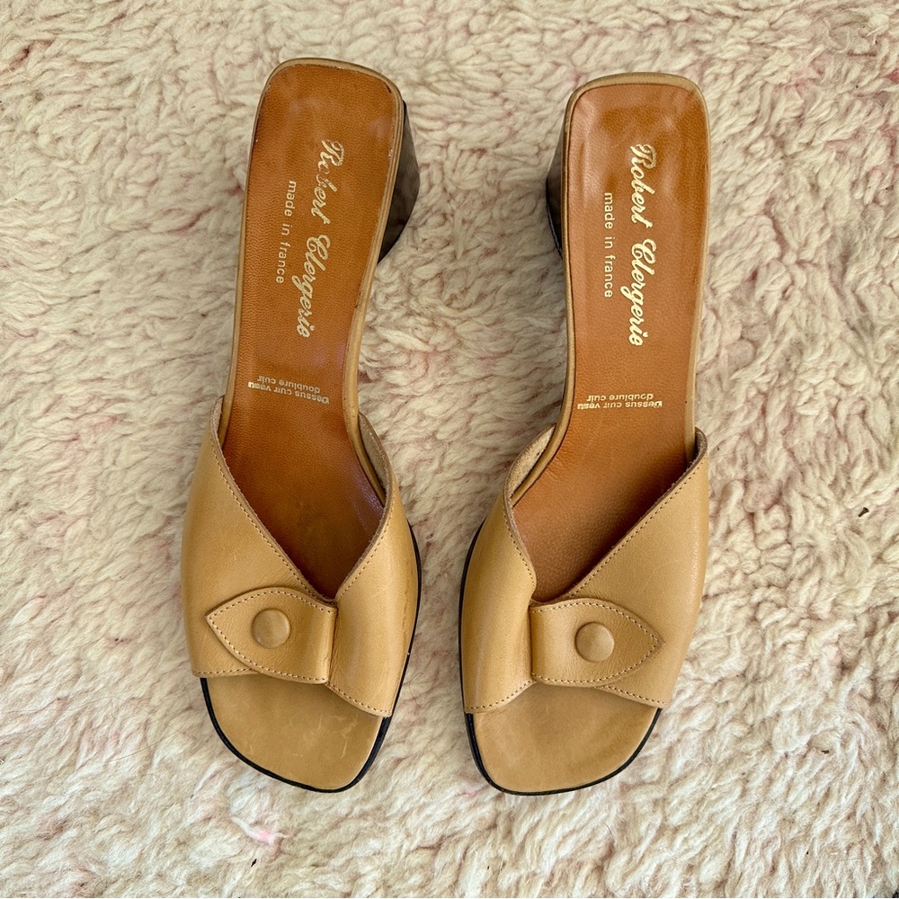 Robert Clergerie Tan Leather Heeled Sandals Made in France Size 6B